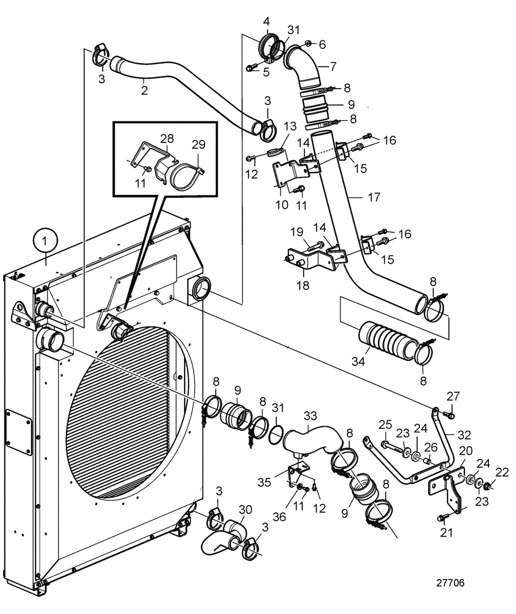 Radiator and Charge Air Cooler with Connections, Pushing, SN2016084274-SN2016087576