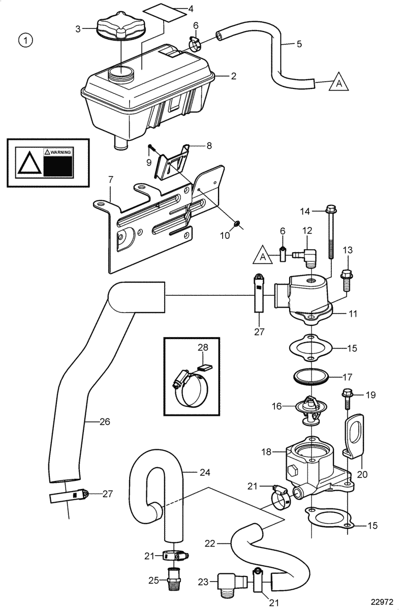 Pompe de circulation et carter de thermostat, commande par engrenage d'angle avec refroidissement d'