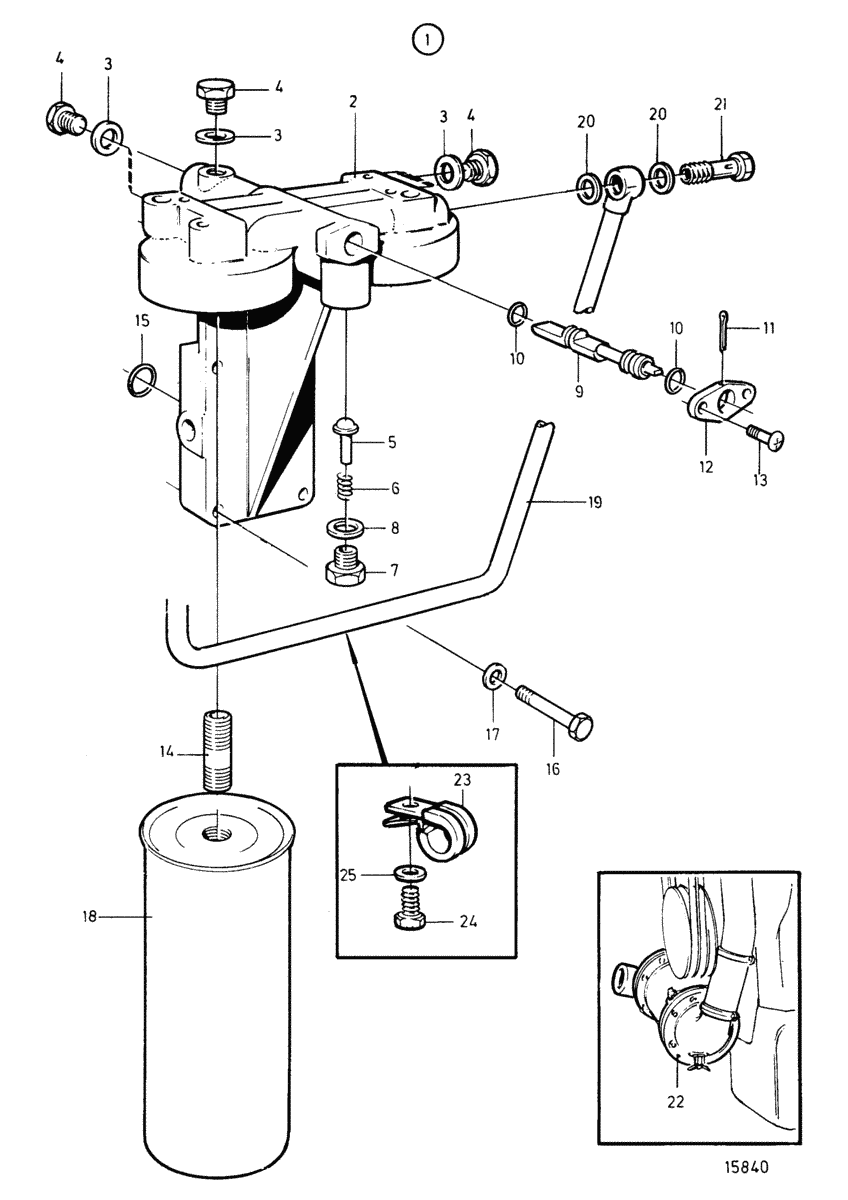 Boîtier de filtre á huile avec vanne d'inversion. pour refroidissement par radiateur